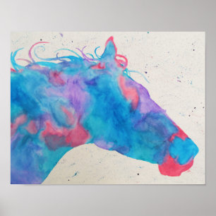 Póster Silhueta do cavalo da aguarela
