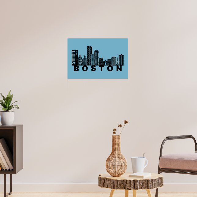 Poster Silhueta do Horizonte de Boston  (Sala de Estar 3)