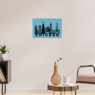 Poster Silhueta do Horizonte de Chicago 