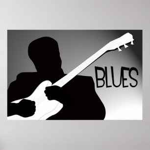 Poster Silhueta do jogador Blues com destaque