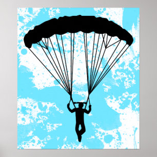 Póster silhueta do skydiver