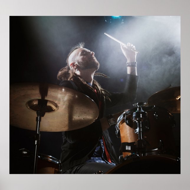 Poster Silhueta do tambor, definição de palco escuro (Frente)