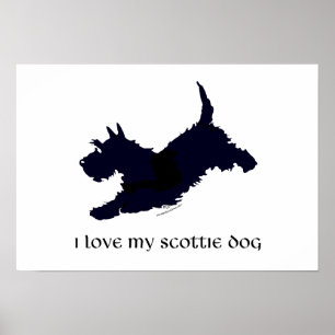 Poster Silhueta do Terrier Escocês Correndo