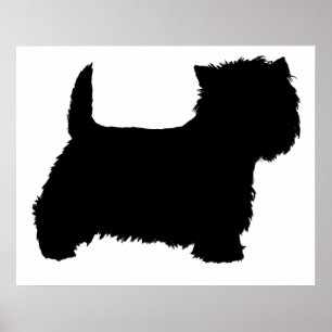 Póster Silhueta do Terrier West Highland White
