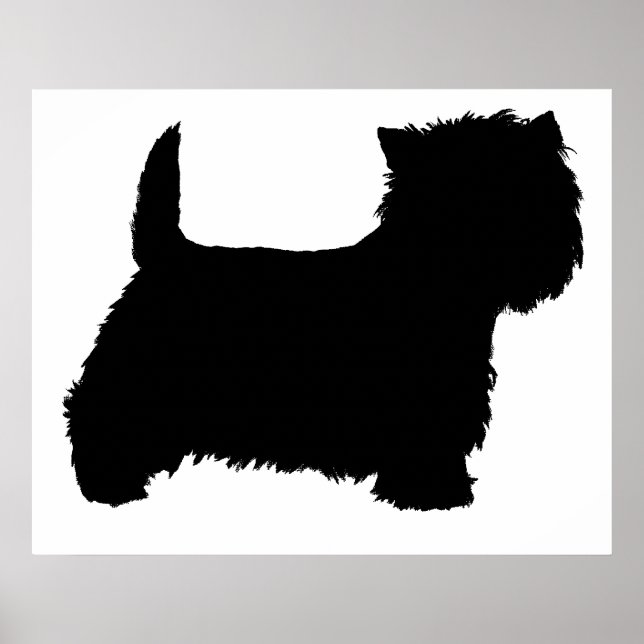 Póster Silhueta do Terrier West Highland White (Frente)