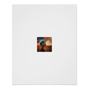 Póster Silhueta do Vórtice Cósmico Pôr do Sol no Deserto