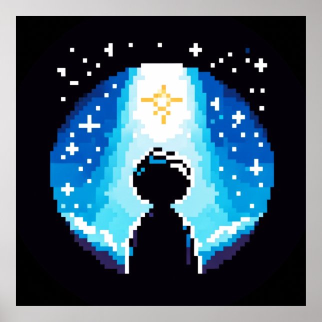Poster Silhueta Espantosa - Dreamel Pixel Art Night Sky (Frente)