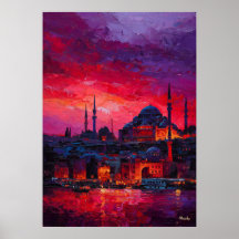Silhueta expressionista de Istambul vibrante cidad