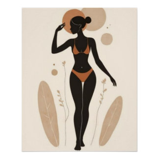Póster Silhueta Feminina Sagrada | Deusa Africana Moderna