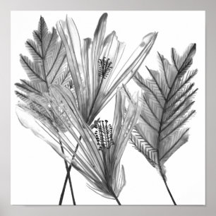 Poster Silhueta Floral - Cinza