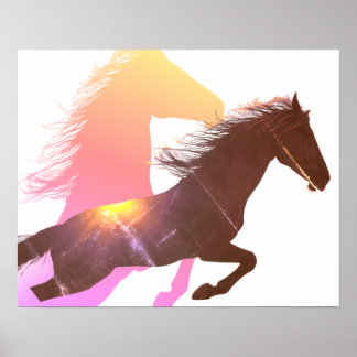 Poster Silhueta Galopante De Um Garanhão Preto Parede