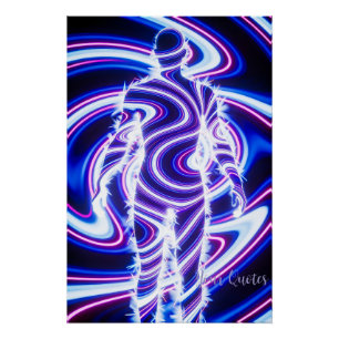 Póster Silhueta Humana de Energia Neon
