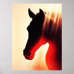 Poster Silhueta Majestosa de Cavalo Brilho do Amanhecer F