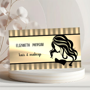 Poster Silhueta moderna da menina, listras, cabelo,