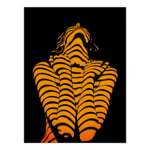 Póster Silhueta Moderna Expressiva da Mulher Abstrata