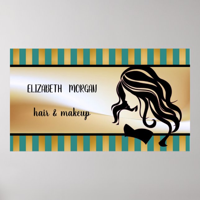 Poster Silhueta Moderna, Stripes, Cabelo, Maquiagem (Frente)