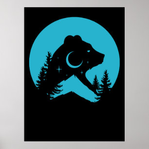 Poster Silhueta Noturna da Floresta de Bear Mountain
