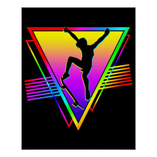 Póster Silhueta Retro de Skate
