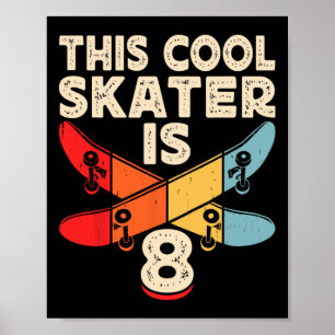 Poster Silhueta Retro de Skate Skatista Skate