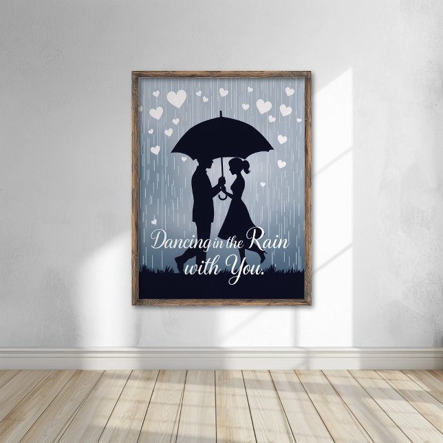 Poster Silhueta Romântica Dançando na Chuva (Criador carregado)