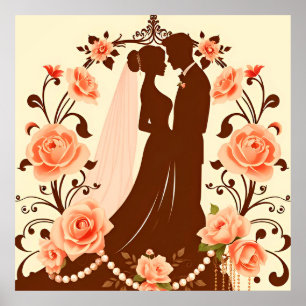 Poster Silhueta Romântica de um Casal