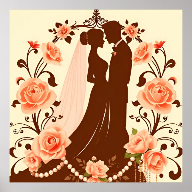 Poster Silhueta Romântica de um Casal (Frente)
