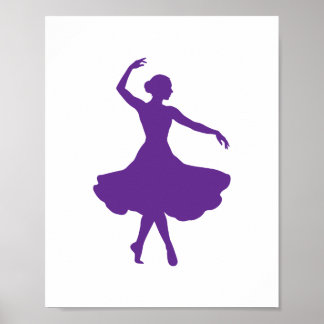Poster Silhueta Vertical de Bailarina Elegante Parede de
