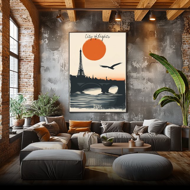 Poster Silhuetas de Paris - Reflexões em Torre Eiffel (Criador carregado)