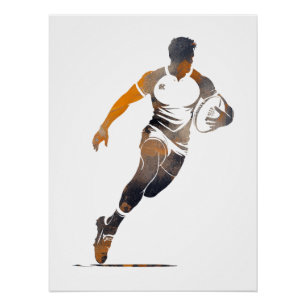 Póster Silhuette de Desafio do Esporte do Rugby