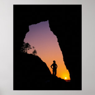 Póster Silhuette of hiker, Point of the Arches,