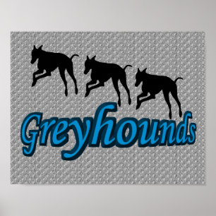 Poster Silhuettes de Greyhound saltando
