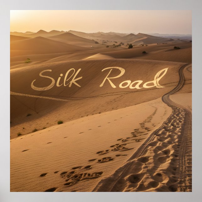 Poster Silk Road Desert Landscape Typography Art (Frente)