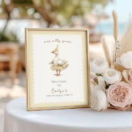 Poster Silly Goose 3rd Birthday Yellow Watercolor Welcome