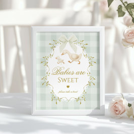 Poster Silly Goose Babies are sweet Sage Green Gingham