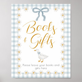 Poster Silly Goose Blue Gingham Baby Shower Gift Table