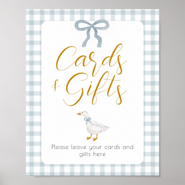 Poster Silly Goose Blue Gingham Cards Gifts Table Sign (Frente)