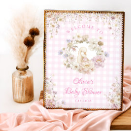 Poster Silly Goose Floral Gingham Baby Shower Welcome