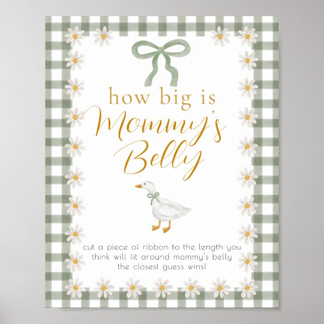 Poster Silly Goose Green Gingham Baby Shower Game  (Frente)