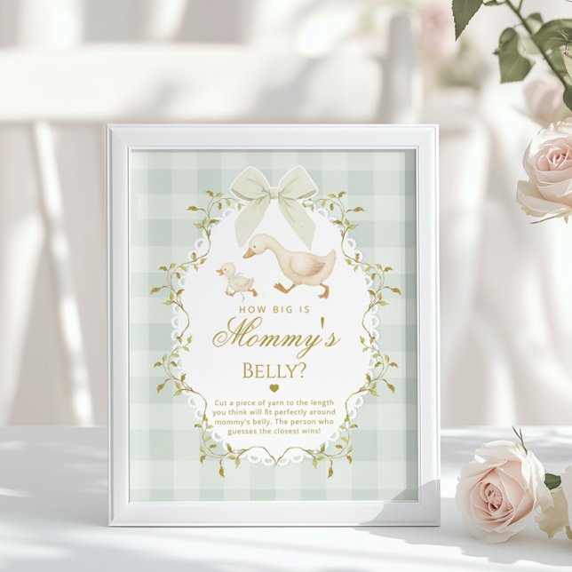 Poster Silly Goose How big is her belly Sage Gingham (Criador carregado)