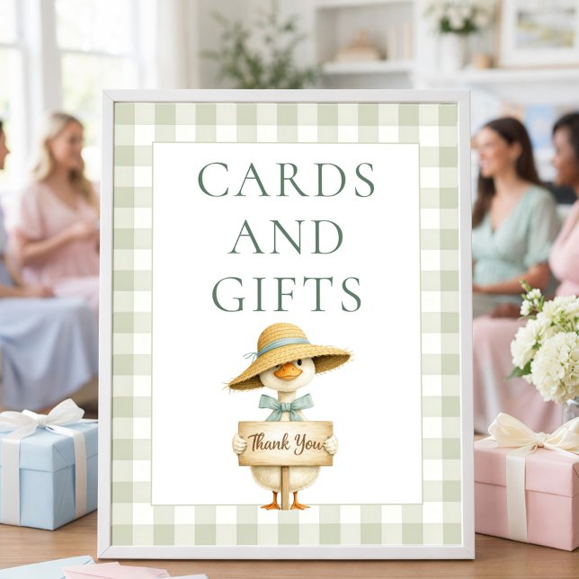 Poster Silly Goose Sage Gingham Cards Gifts Baby Shower (Criador carregado)