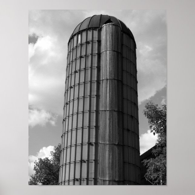 Póster Silo do meio-oeste preto e branco (Frente)