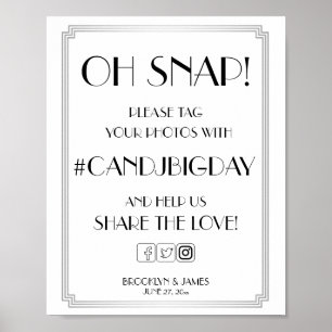 Poster Silver Art Deco Gatsby Hashtag - Sinal 8x10