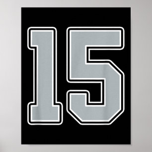 Poster Silver Black White Number 15 Jersey Player Uniform