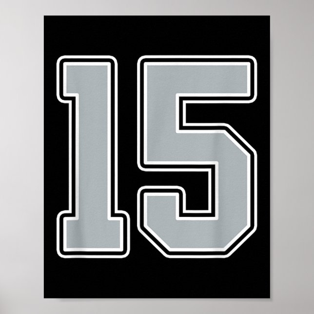 Poster Silver Black White Number 15 Jersey Player Uniform (Frente)