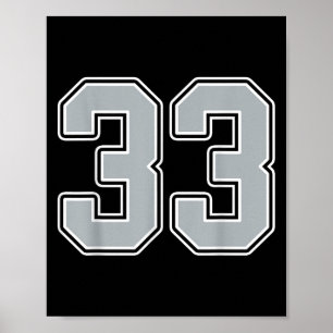 Poster Silver Black White Number 33 Jersey Player Uniform