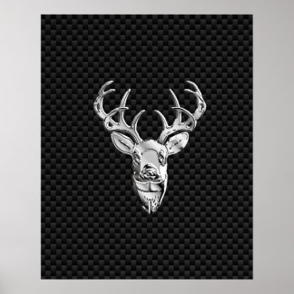 Poster Silver Buck no Decor de Fibra de Carbono