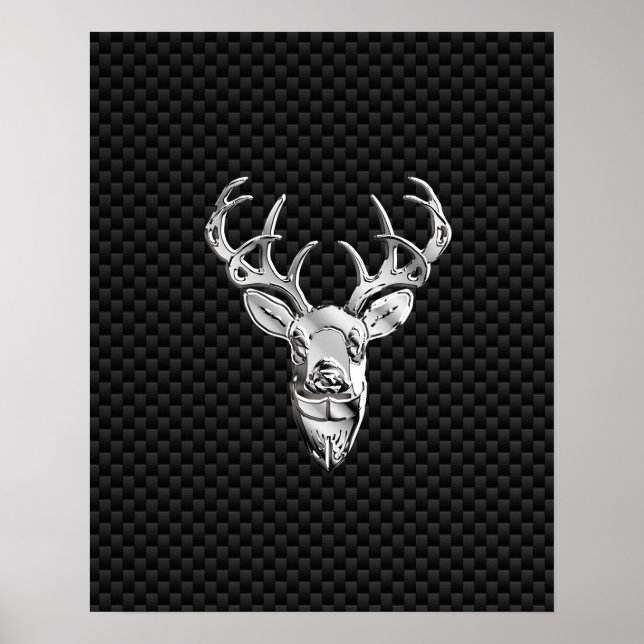 Poster Silver Buck no Decor de Fibra de Carbono (Frente)
