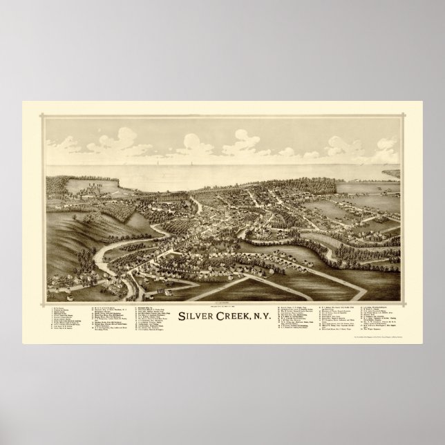 Póster Silver Creek, Novo Mapa Panorâmico - 1892 (Frente)