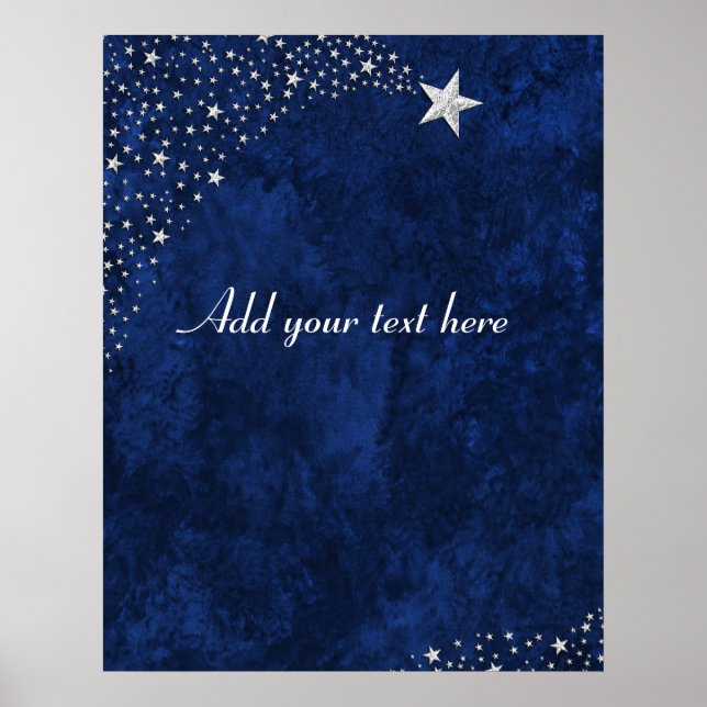 Poster Silver Falling Stars Azul (Frente)