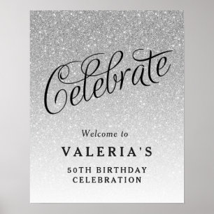 Poster Silver Glitter Celebra de Boas-vindas Personalizad